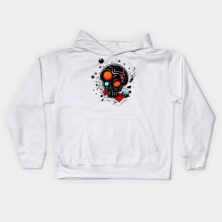 Abstract Cartoon Skull Design spooky artwork Kids Hoodie